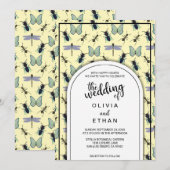 Zomervlinderpatroonflorale uitnodiging (Voorkant / Achterkant)