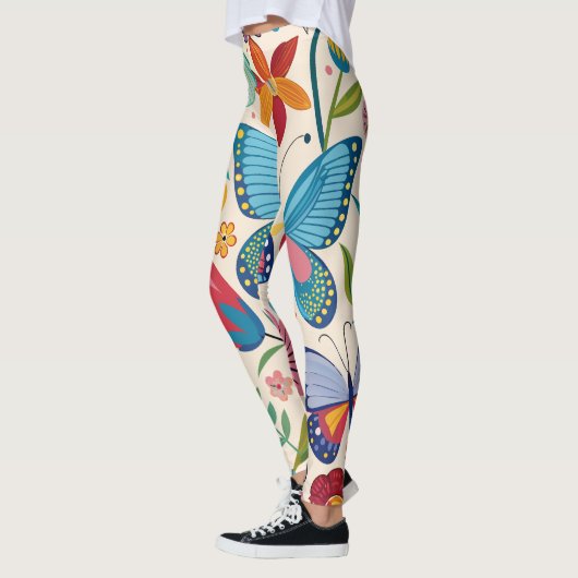 zomervlinders en bloempatronen leggings (Links)