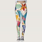 zomervlinders en bloempatronen leggings (Voorkant)