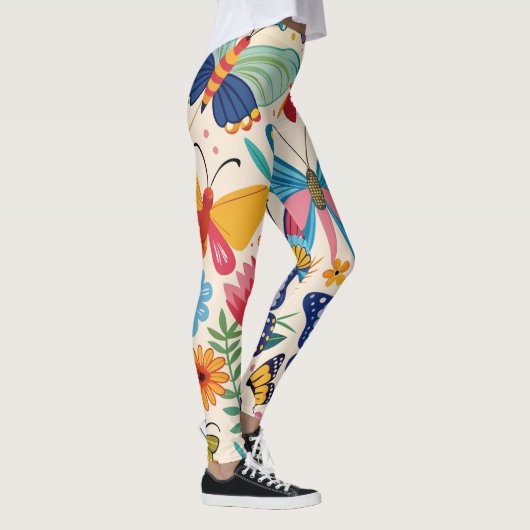  zomervlinders en bloempatronen leggings (Rechts)