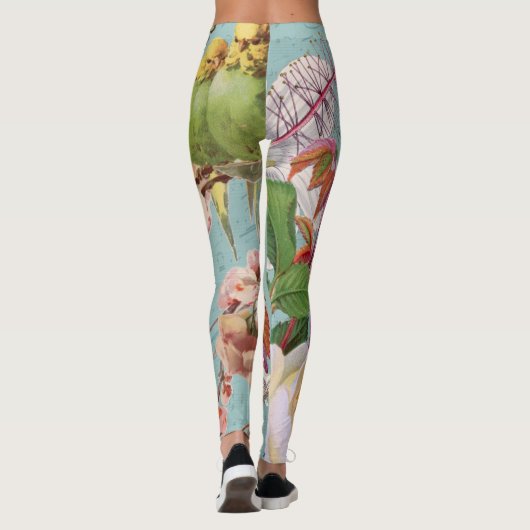   zomervlindervogels op bloemen leggings (Achterkant)
