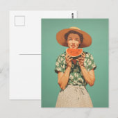 Zomervreugde met watermeloen briefkaart (Voorkant / Achterkant)