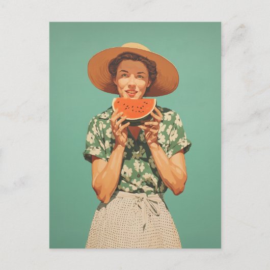 Zomervreugde met watermeloen briefkaart (Voorkant)