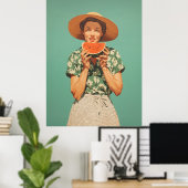 Zomervreugde met watermeloen poster (Thuiskantoor)