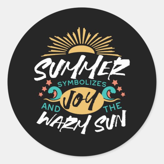 Zomervreugde - Warme Zon & Geluk Quote Ronde Sticker (Voorkant)