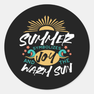 Zomervreugde - Warme Zon & Geluk Quote Ronde Sticker