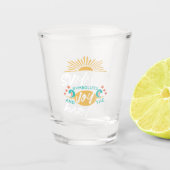 Zomervreugde - Warme Zon & Geluk Quote Shot Glas (Voorkant)