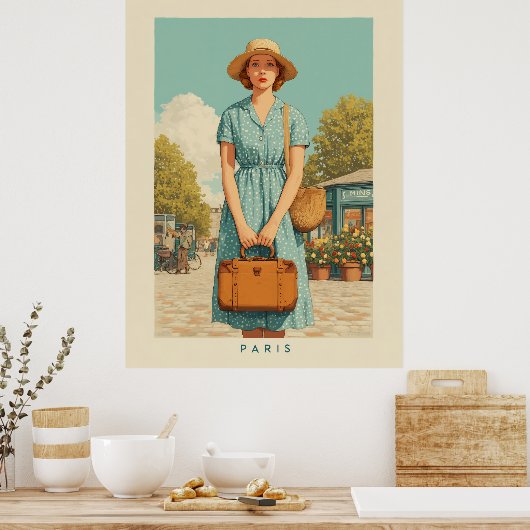zomerwandeling in Parijs Poster (Keuken)