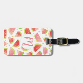 Zomerwatermeloenen & goudhartpatroon bagagelabel