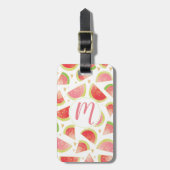 Zomerwatermeloenen & goudhartpatroon bagagelabel (Voorkant verticaal)