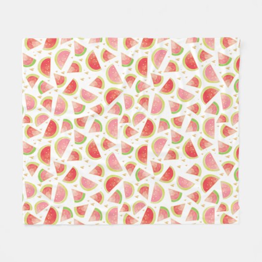Zomerwatermeloenen & goudhartpatroon fleece deken (Voorkant (Horizontaal))