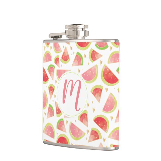 Zomerwatermeloenen & goudhartpatroon heupfles (Links)