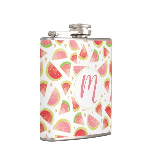 Zomerwatermeloenen & goudhartpatroon heupfles (Rechts)