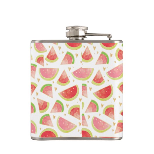 Zomerwatermeloenen & goudhartpatroon heupfles (Achterkant)