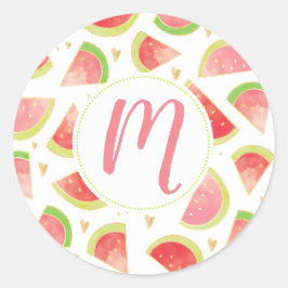 Zomerwatermeloenen & goudhartpatroon ronde sticker