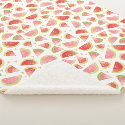 Zomerwatermeloenen & goudhartpatroon sherpa deken (3/4)