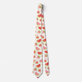 Zomerwatermeloenen & goudhartpatroon stropdas
