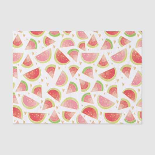 Zomerwatermeloenen & goudhartpatroon tissuepapier (Voorkant)