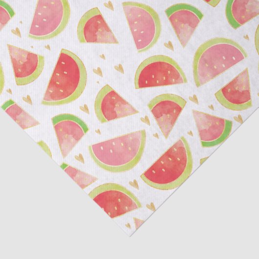 Zomerwatermeloenen & goudhartpatroon tissuepapier (Detail)