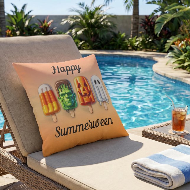 Zomerweeen Zomer Halloween Popsicles Buitenkussen (Creator heeft geüpload)