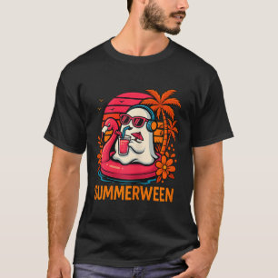 Zomerween Grappige Geest Halloween Zomer Flamingo T-shirt