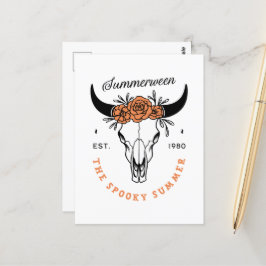 Zomerween griezelige zomer halloweenfeest schedel briefkaart