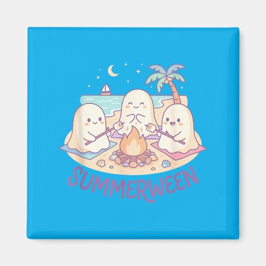 Zomerween Kunst Geest Marshmallow Roast Strand Magneet (Voorkant)
