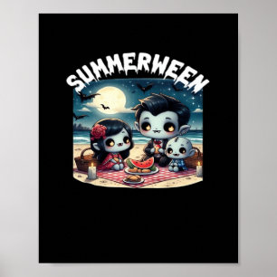 Zomerween met een familie van vampiers op het stra poster