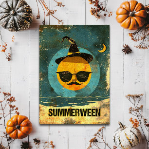 Zomerween Retro Hekserig Zonne Spooky Zomer Briefkaart