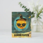 Zomerween Retro Hekserig Zonne Spooky Zomer Briefkaart (Staand voorkant)