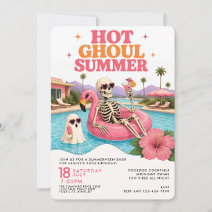 Zomerween Retro Zwembad Feestje Zomer Verjaardag Kaart