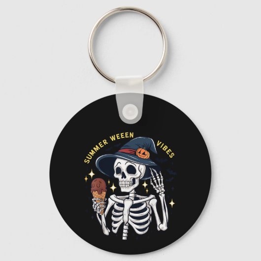 Zomerween-sfeer Grappig Skelet Ijs Zomer Sleutelhanger (Voorkant)
