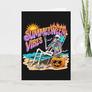 Zomerween-sfeer Skelet Pompoen Griezelige Vakantie Kaart