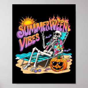 Zomerween-sfeer Skelet Pompoen Griezelige Vakantie Poster