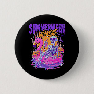 Zomerween-sfeer Skelet Pompoen Griezelige Vakantie Ronde Button 5,7 Cm