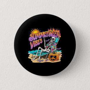 Zomerween-sfeer Skelet Pompoen Griezelige Vakantie Ronde Button 5,7 Cm