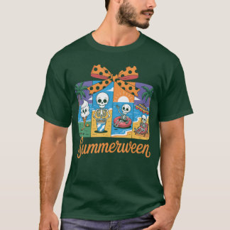 Zomerween Skelet Geest Strandfeest Halloween Vi T-shirt
