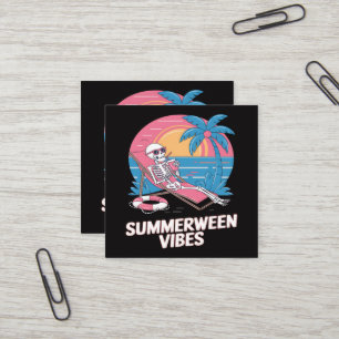 Zomerween Skelet Zomer Vakantie Strand Grappig Vierkante Visitekaartje