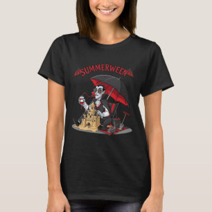 Zomerween vampier strand Dracula zandkasteel gotie T-shirt