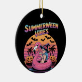 Zomerween Vibes Heks Flamingo Keramisch Ornament (Rechts)