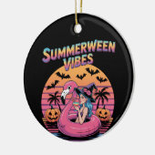 Zomerween Vibes Heks Flamingo Keramisch Ornament (Links)