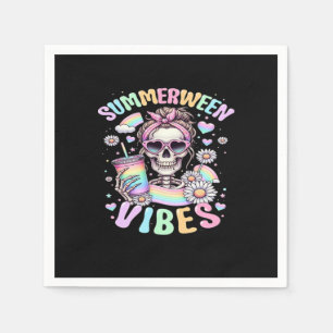 Zomerween Vibes Schattig Skelet Meisje Zomer Hallo Servet