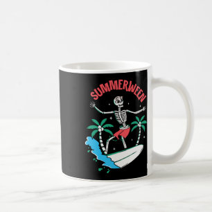 Zomerween Vibes Skelet Surfen Golven Zomer Hal Koffiemok