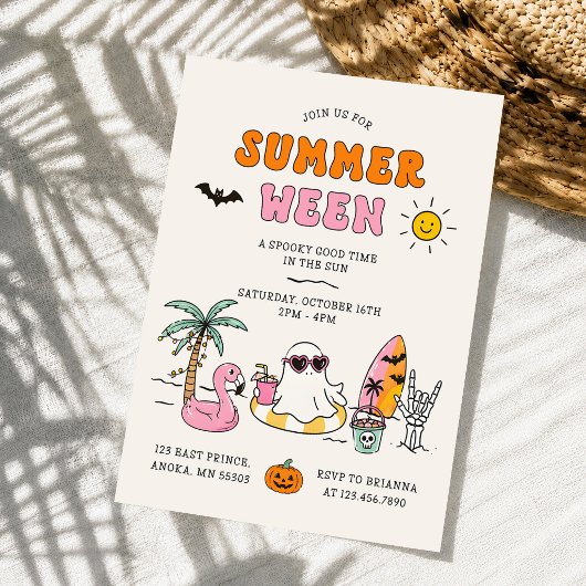 Zomerween Zomer Zwembad Halloween Feest Kaart