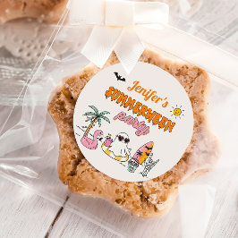 Zomerween Zomer Zwembad Halloween Feest Ronde Sticker
