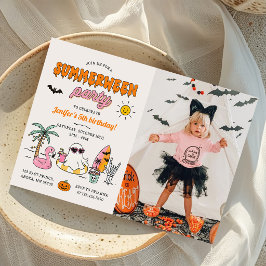 Zomerween Zomer Zwembad Halloween Verjaardag Foto Kaart