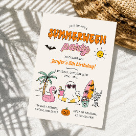 Zomerween Zomer Zwembad Halloween Verjaardagsfeest Kaart