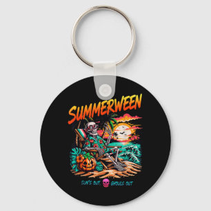 Zomerween Zon Uit Spook Uit Skelet Ontspant Sleutelhanger