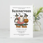 Zomerween zwembad bash feest zomer Halloween Kaart (Staand voorkant)