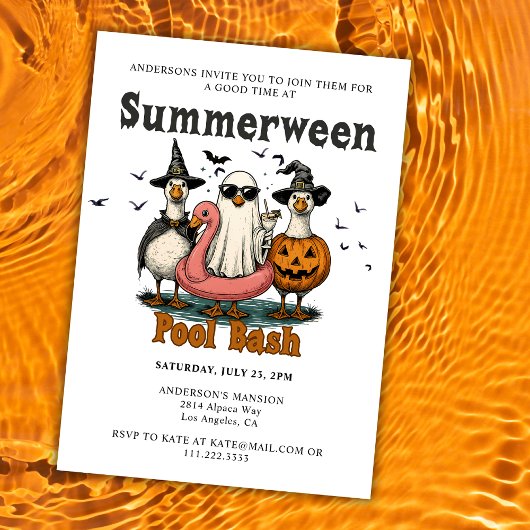 Zomerween zwembad bash feest zomer Halloween Kaart